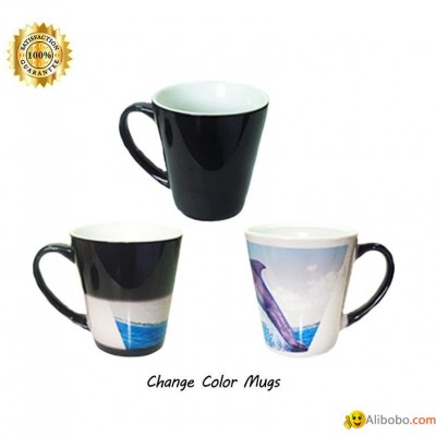 Sublimation Transfer Black Tapered Full Color Change Mug 12OZpicture1