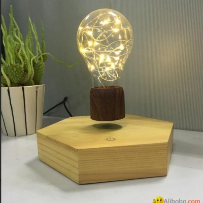 new 360 rotating  wooden base magnetic floating levitating  led bulb lamp lightpicture1