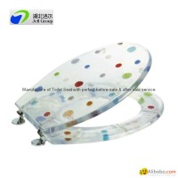 Polyresin material crystal toilet seat with soft close and quick release hinges