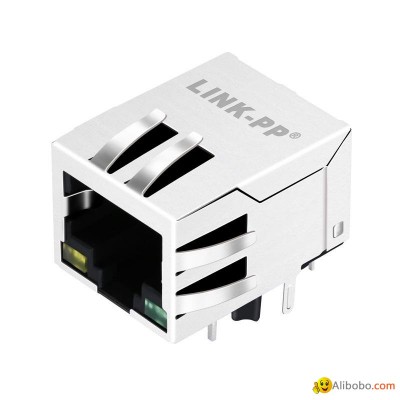 HFJ11-1041E-L12RL Tab Down 10 Base-t Shielded RJ45 Connector With LEDpicture1