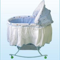 Blue metal foldable baby cradle