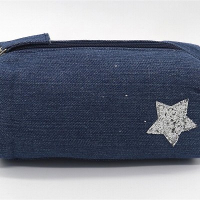 Jean made children pencil pouch with glitter star stitches on frontpicture1