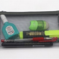 Mesh made office stationery pouch bag grey colour