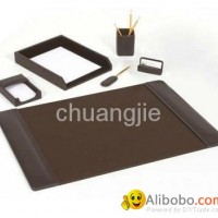 pu leather stationery desk set with 6 pcs