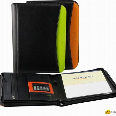 Leather/pu zippered portfolio with calculator for meetingpicture1