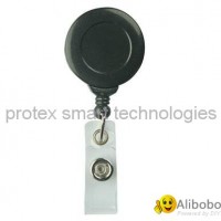 Swivel Black No Twist Badge Reel with swivel crocodile clip clear vinyl strap 2