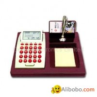 LCD Calendar Calculator on Stationery Wood Base