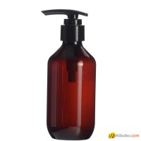 200ml Plastic Amber Bottle With Ribbed Lotion Pump