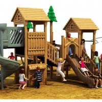 outdoor playground amusement wooden slides