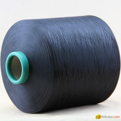 dope dyed black polyester textured yarn for 150/48 nimpicture1