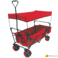 GARDENING FOLDING WAGON WITH TENT AND PU FOAM WHEEL