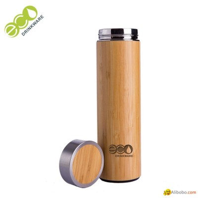 GB8060 500ML/17OZ Natural Stainless Steel bamboo Vacuum Insulated infuser flaskpicture1