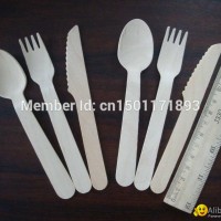 100% birch wood Nature wooden spoon fork knife disposable