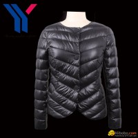 Round Collar Lightweight Winter Duck Down Jacket for Ladies