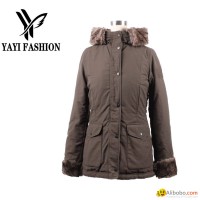 100% polyester thick cotton filling long Style warm Winter outdoorcoat with fur