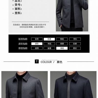 Winter men's wool jacket middle-aged and elderly business lapel thin woolen coatpicture1