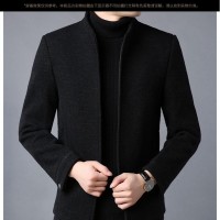 Woolen jacket men's stand collar middle-aged men's jacket thickened woolen autum