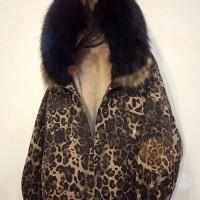 Lamb hair denim jacket women add velvet thickening winter Korean leopard print s