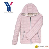 Pink  light warm winter duck down jacket for young girl