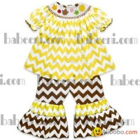 Girls chevron hand smocked set