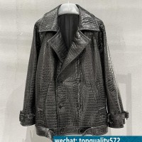 Crocodile-print sheepskin jacket