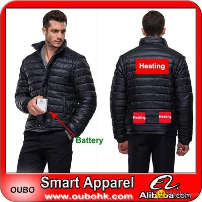 Black men jackets down coats with battery system heating clothing warm OUBOHKpicture1