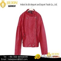 Hot Sexy Lady Red Motorcycle PU Leather Jacket