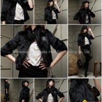 Women's Rabbit Fur Coats Rabbit Fur  Jackets Z22 Black