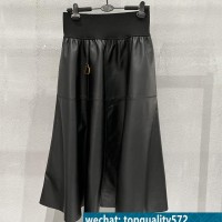 High-waisted sheepskin umbrella skirt with long hem