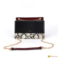 CONTRAST COLOR PYTHON CROSSBODY FASHION BAG