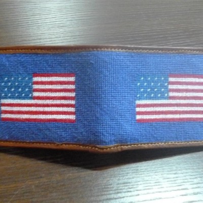 Fashional American Flag Needlepoint Wallet Handmade Wallet for menpicture1