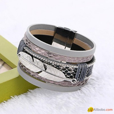 feather cortical layers personality ultra wide magnetic buckle bracelet banglespicture1