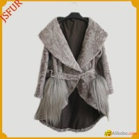 2015 spring gray adult women's fitted JXfur Brand roll sheep lamb fur coats