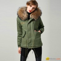 free shipping raccoon brown real fur big collar Mrs Mr fur parka