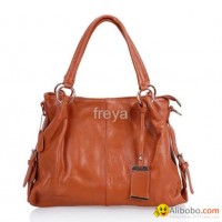 orange nappa leather stitched tote bag