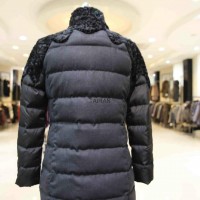 Women's black long down coat with fur