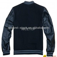 mens wool with PU sleeve baseball windbreaker jacket