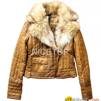 Garment dyeing Retro Winter faux leather cotton-padded coatpicture1