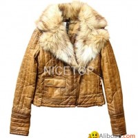 Garment dyeing Retro Winter faux leather cotton-padded coat