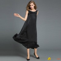 WOMEN SEXY PARTY DRESSES WOMEN NOBLE DRESS REAL SILK SATIN VESTIDO SUMMER dress