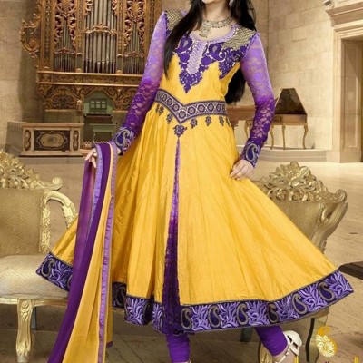 Pavitraa  Mesmerizing Yellow and Purple Salwar Kameezpicture1