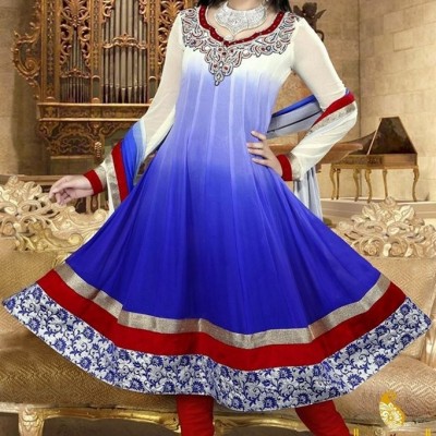 Pavitraa  Exquisite Red, White and Royal Blue Salwar Kameezpicture1