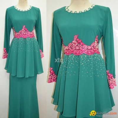 Transend chiffon design beading 2014 design baju kurungpicture1