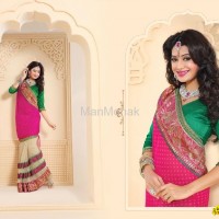 Matwali - Exotic Pink and Green Color Designer Party wear Saree