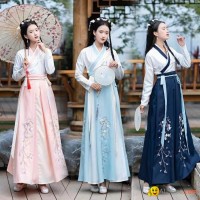 Improved Hanfu Daily Costume Fresh and Elegant Ancient Velvet Skirt