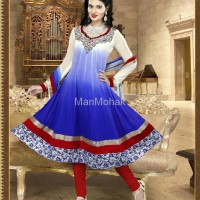 Matwali - Diva White and Blue Semi-stitched Salwar Kameez