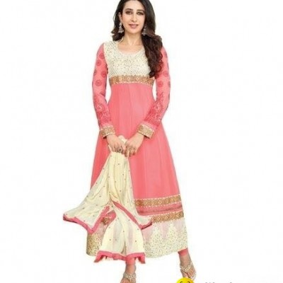 Party Pink, white Georgette Salwar Kameezpicture1