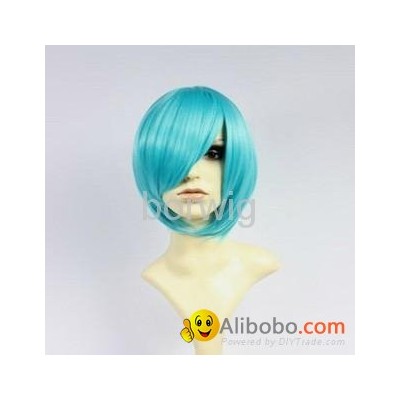 Bobo Short Sky Blue Cosplay Wig Synthetic Hair Wig Customizepicture1