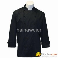 OEM Traditional Black Fineline w/Knots/Sleeve Pocket chef coat,chefs jackets