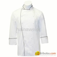 OEM Traditional White 100%cotton,Black piping chef jacket/chefs uniform